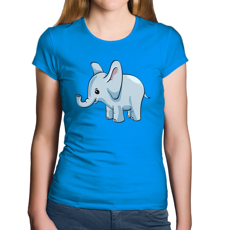 Baby Look Algodão Elefante Bebê - Azul