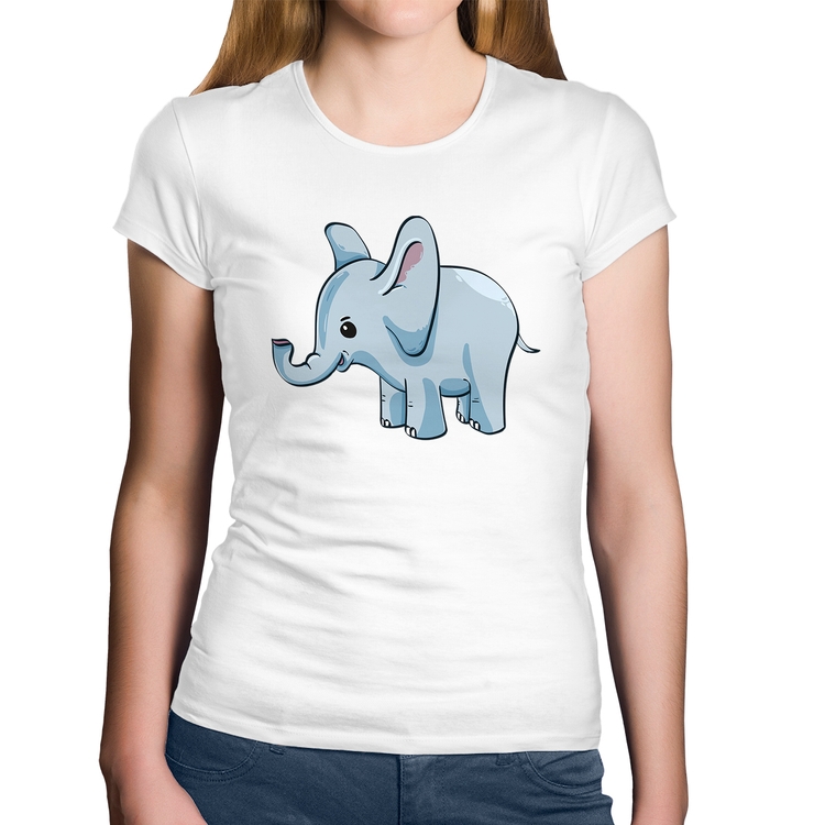 Baby Look Algodão Elefante Bebê - Branca