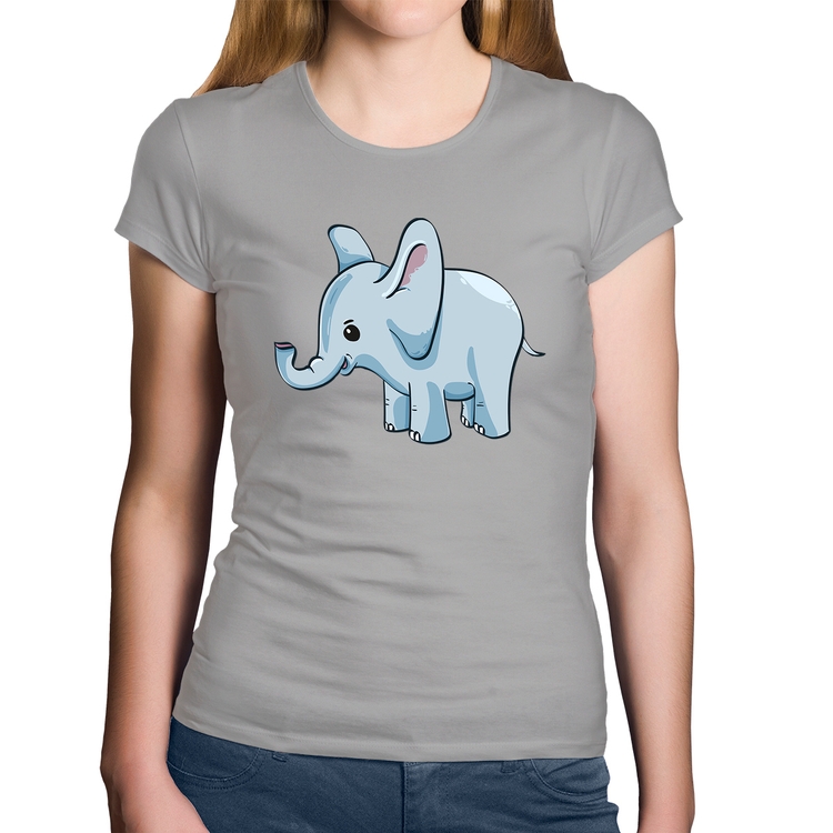 Baby Look Algodão Elefante Bebê - Cinza