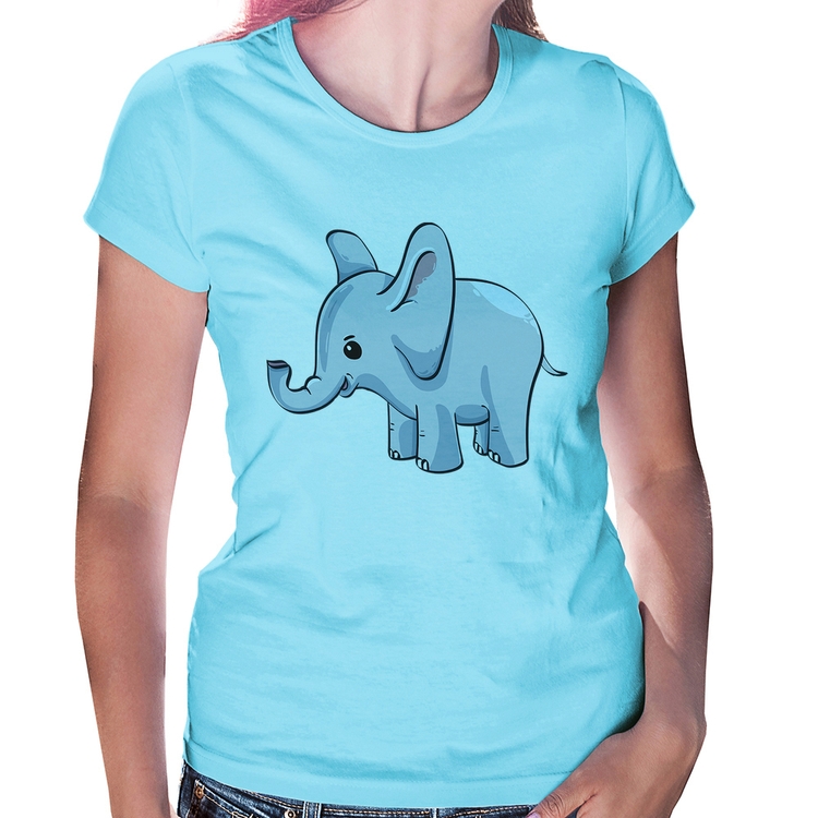 Baby Look Elefante Bebê - Azul Bebê