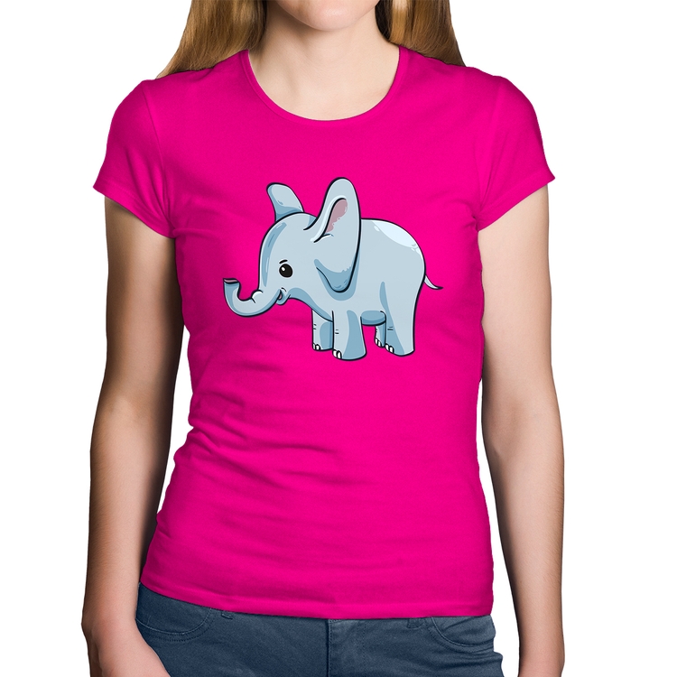 Baby Look Algodão Elefante Bebê - Rosa