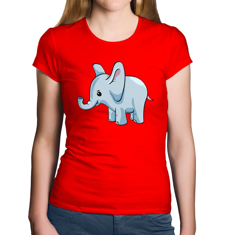 Baby Look Algodão Elefante Bebê - Vermelha