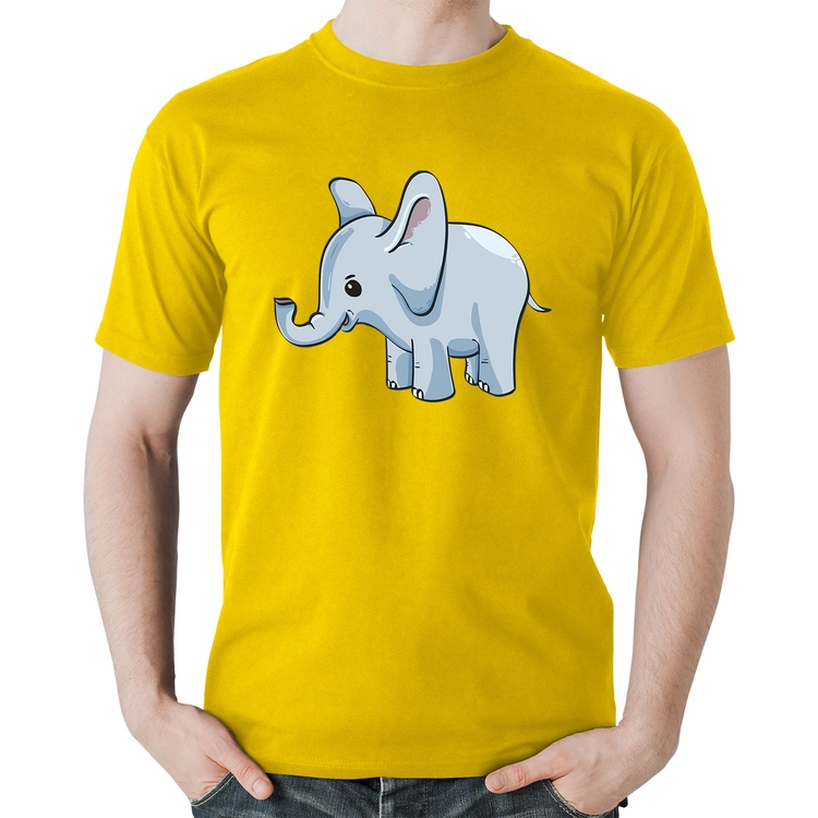 Camiseta Algodão Elefante Bebê - Amarela