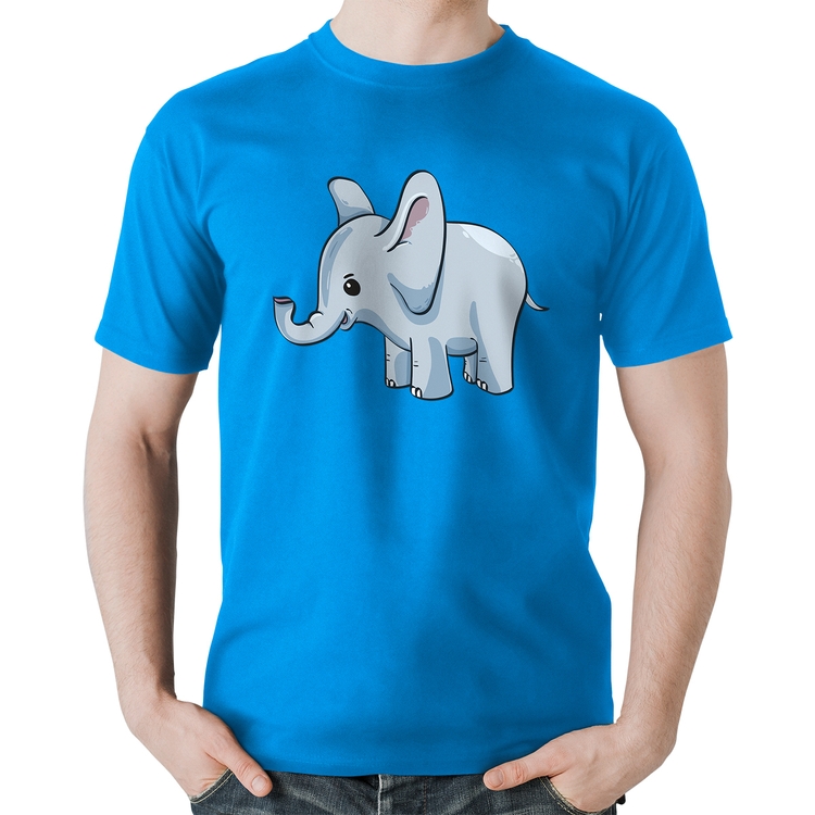 Camiseta Algodão Elefante Bebê - Azul