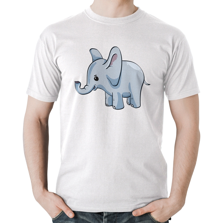 Camiseta Algodão Elefante Bebê - Branca