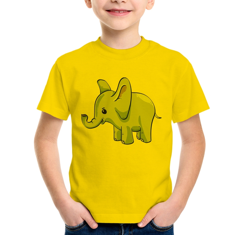 Camiseta Infantil Elefante Bebê - Amarela