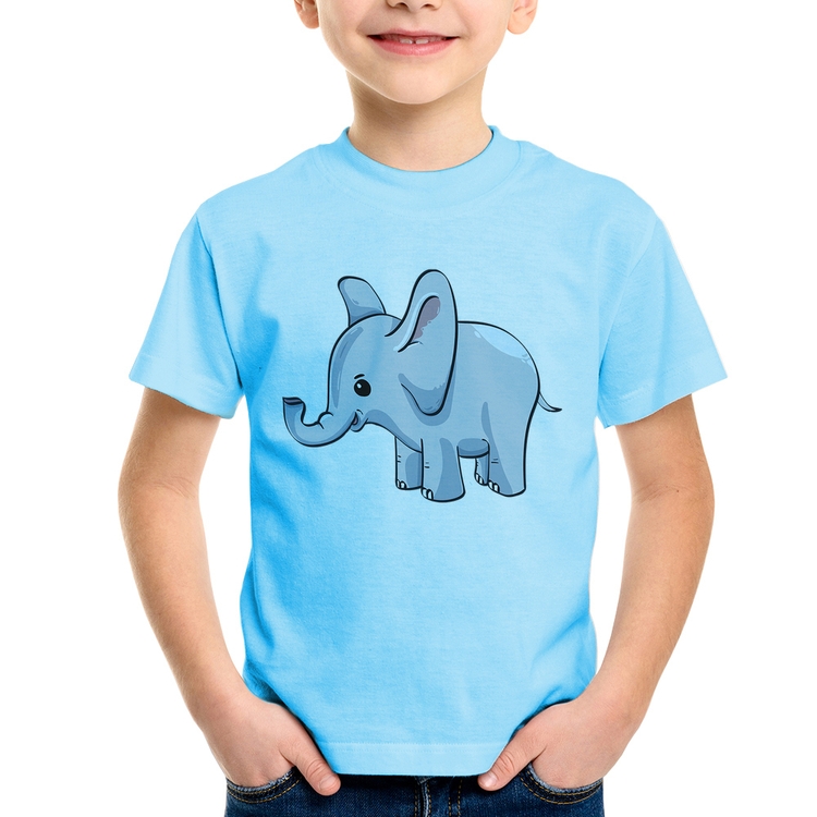 Camiseta Infantil Elefante Bebê - Azul Bebê