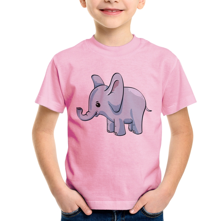 Camiseta Infantil Elefante Bebê - Rosa Bebê