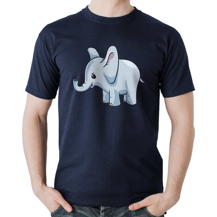 Camiseta Algodão Elefante Bebê - Marinho