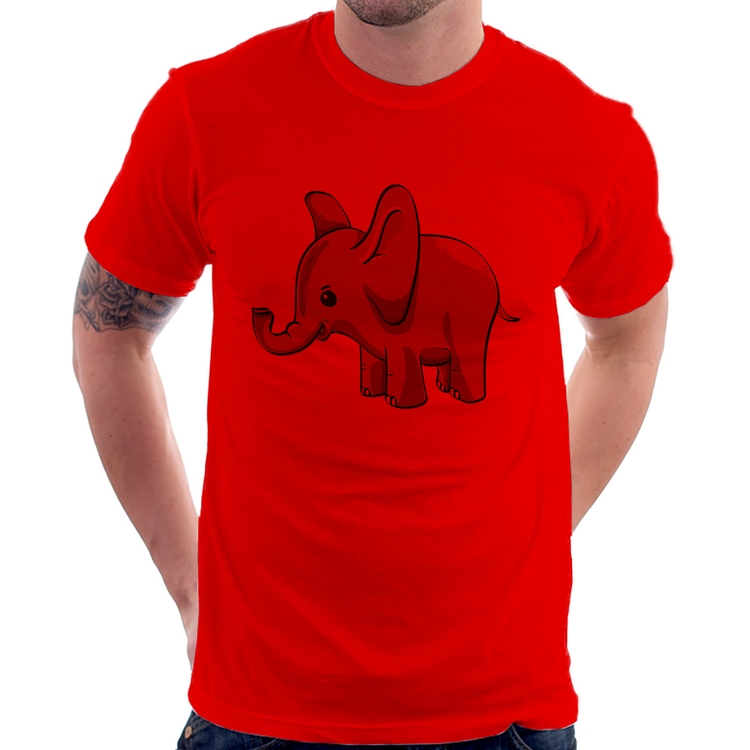 Camiseta Elefante Bebê - Vermelha