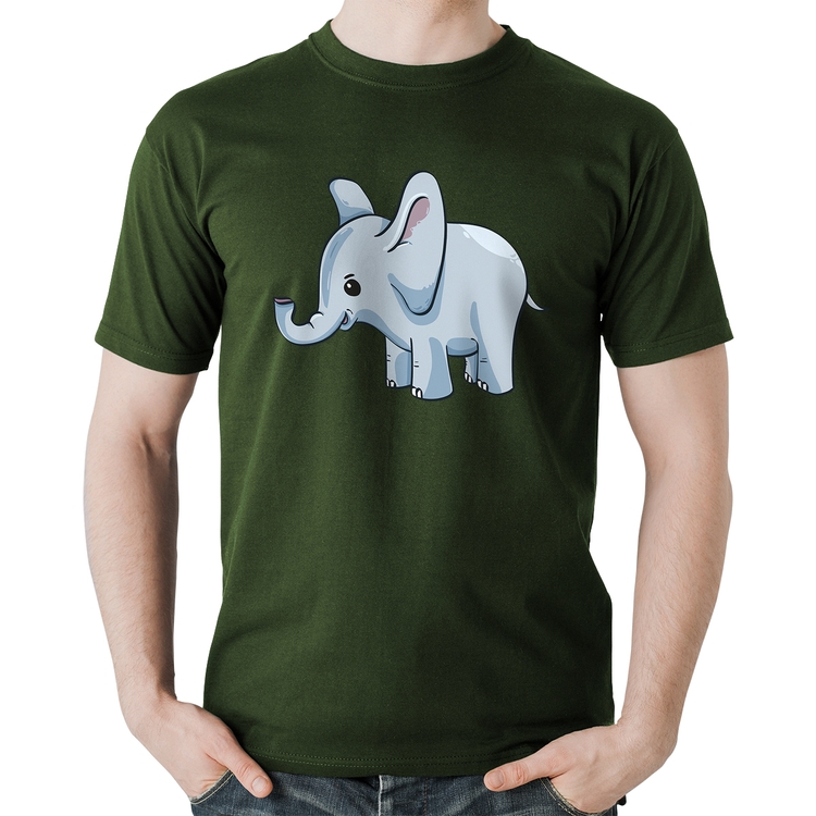 Camiseta Algodão Elefante Bebê - Musgo