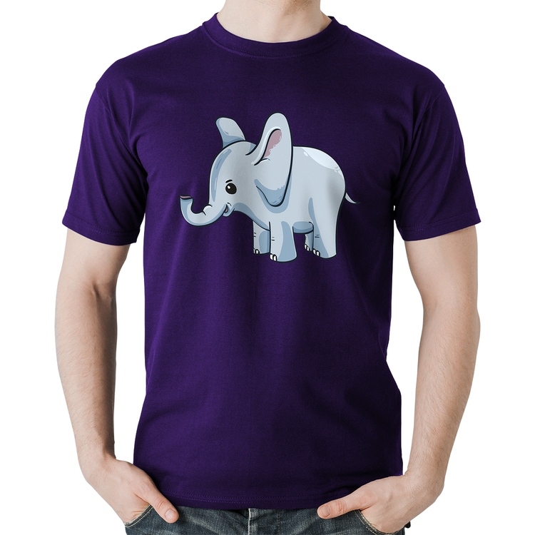 Camiseta Algodão Elefante Bebê - Roxa