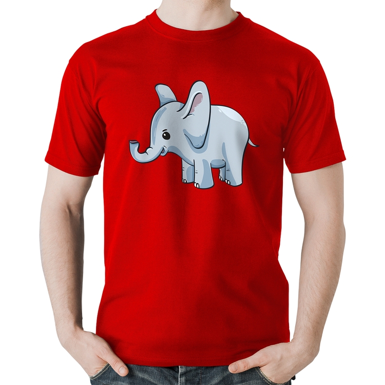Camiseta Algodão Elefante Bebê - Vermelha
