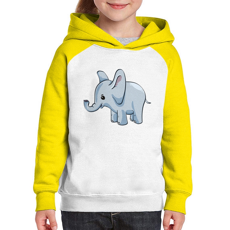 Moletom Infantil Elefante Bebê - Branco/Amarelo