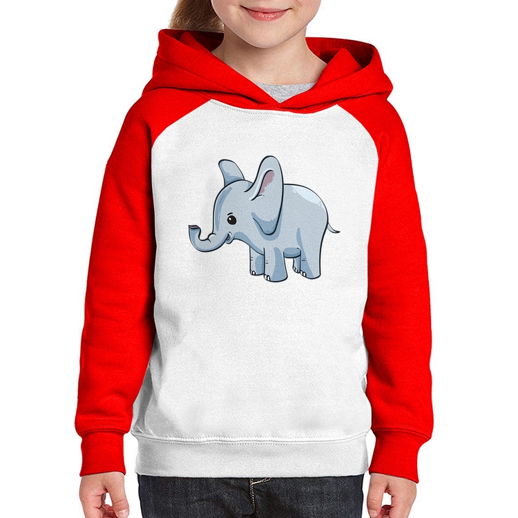 Moletom Infantil Elefante Bebê - Branco/Vermelho