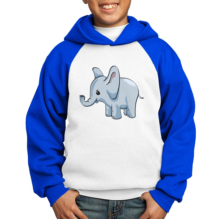 Moletom Infantil Elefante Bebê - Branco/Azul