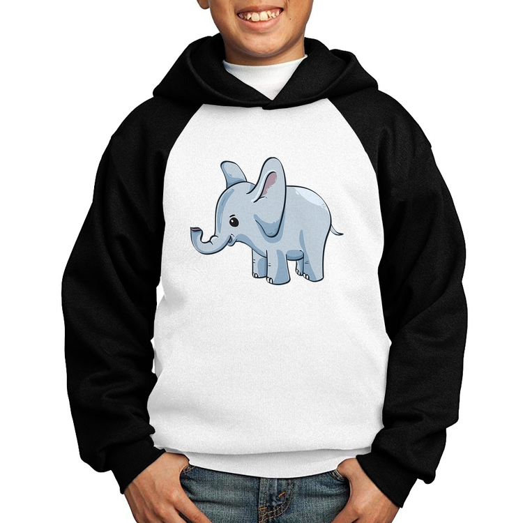 Moletom Infantil Elefante Bebê - Branco/Preto