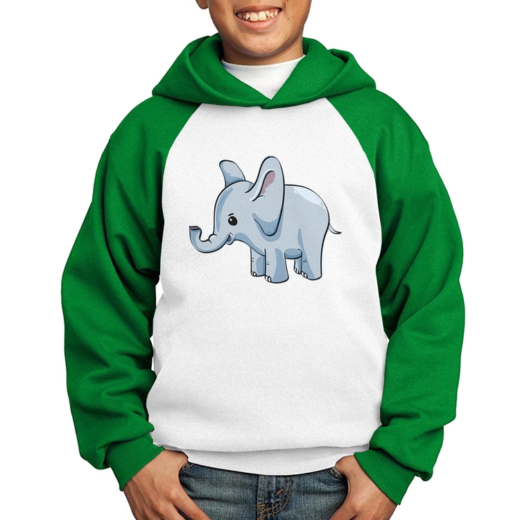 Moletom Infantil Elefante Bebê - Branco/Verde