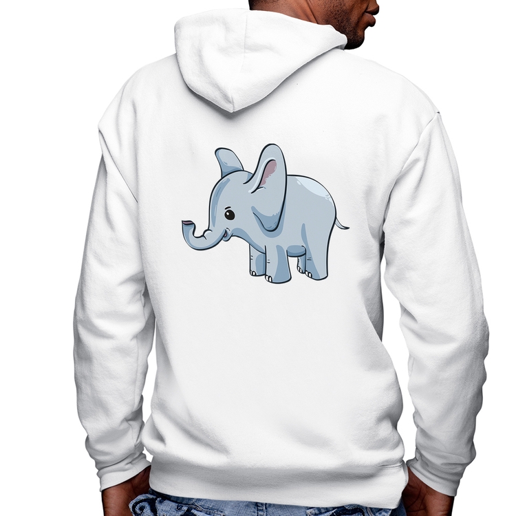 Blusa Moletom Elefante Bebê Masculina com Capuz e Zíper - Branca