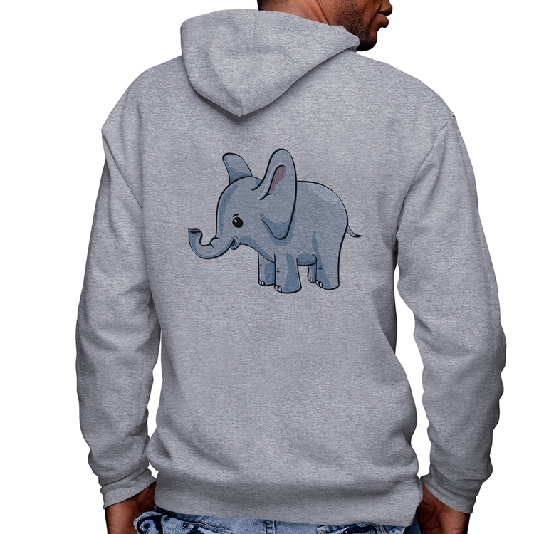 Blusa Moletom Elefante Bebê Masculina com Capuz e Zíper - Mescla