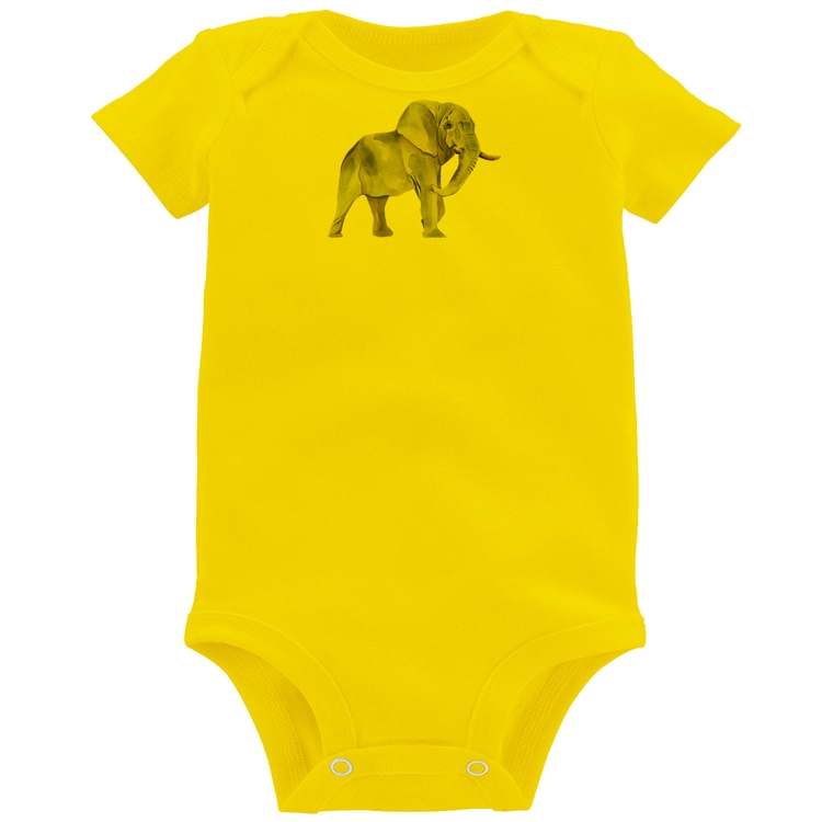 Body Bebê Elefante - Amarelo