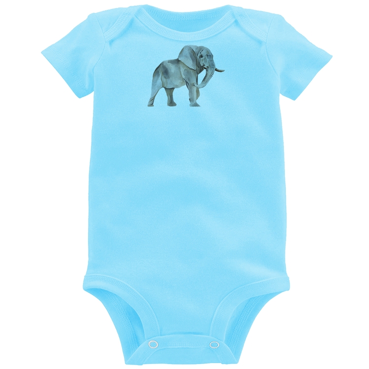 Body Bebê Elefante - Azul Bebê