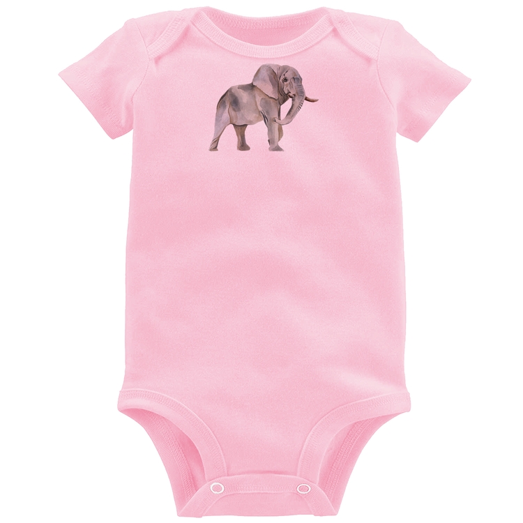 Body Bebê Elefante - Rosa Bebê