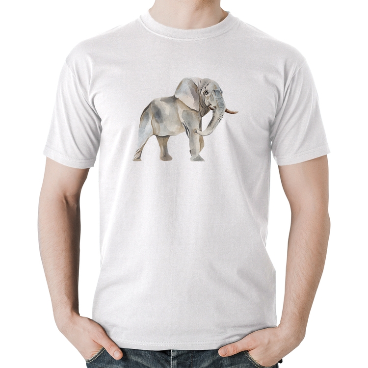 Camiseta Algodão Elefante - Branca