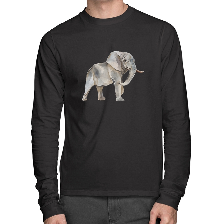 Camiseta Algodão Elefante Manga Longa