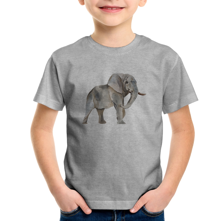 Camiseta Infantil Elefante - Cinza