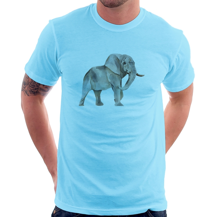 Camiseta Elefante - Azul Bebê
