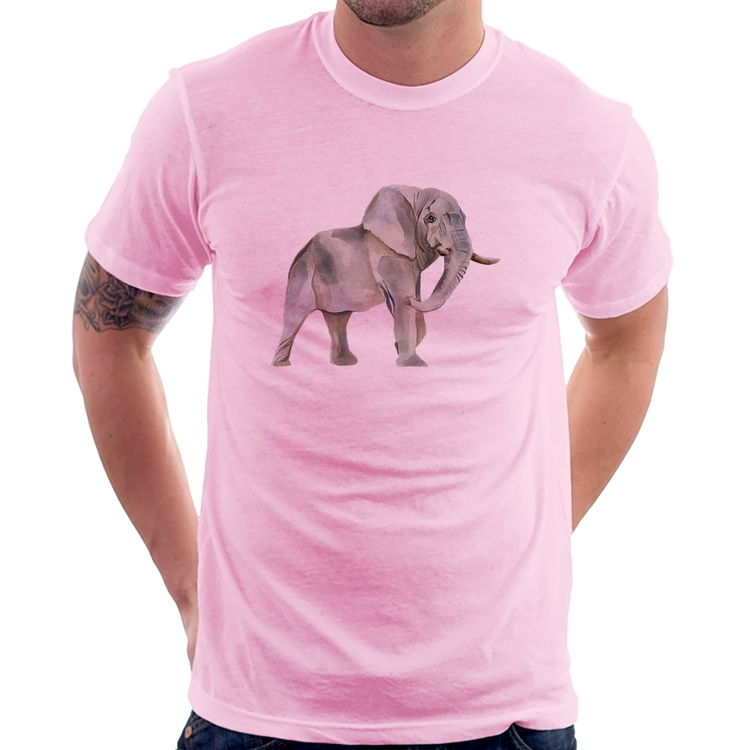 Camiseta Elefante - Rosa Bebê