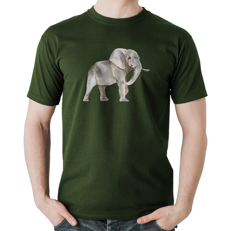 Camiseta Algodão Elefante - Musgo