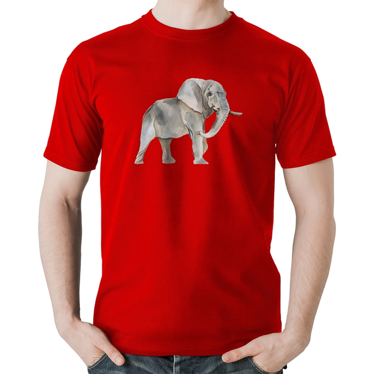 Camiseta Algodão Elefante - Vermelha