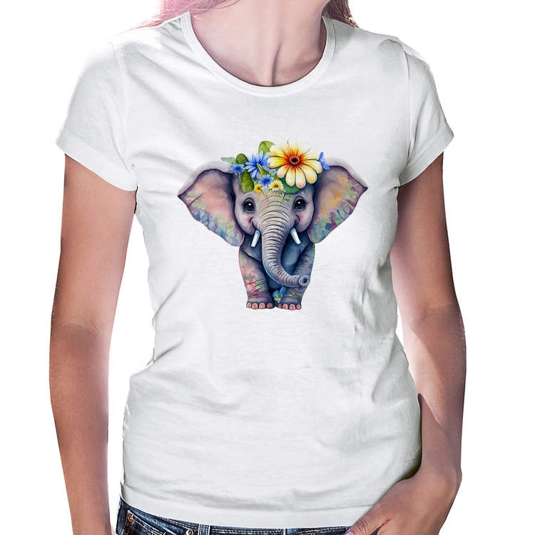Baby Look Elefante E Flores