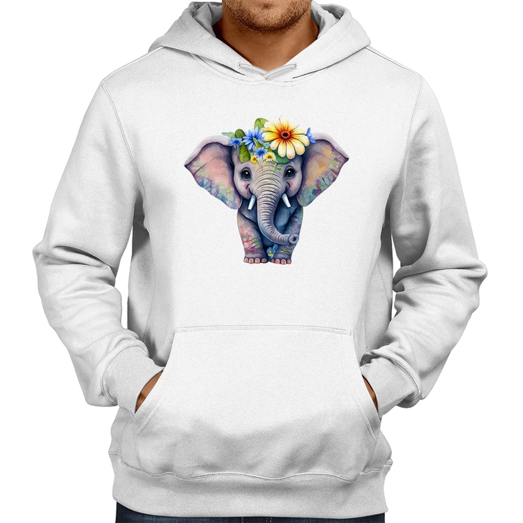 Moletom Elefante E Flores - Branco