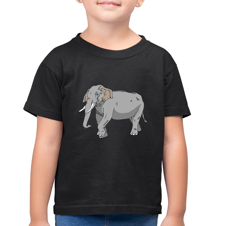 Camiseta Algodão Infantil Elefante Ilustração