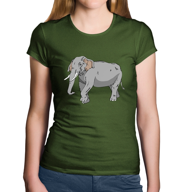 Baby Look Algodão Elefante Ilustração - Musgo