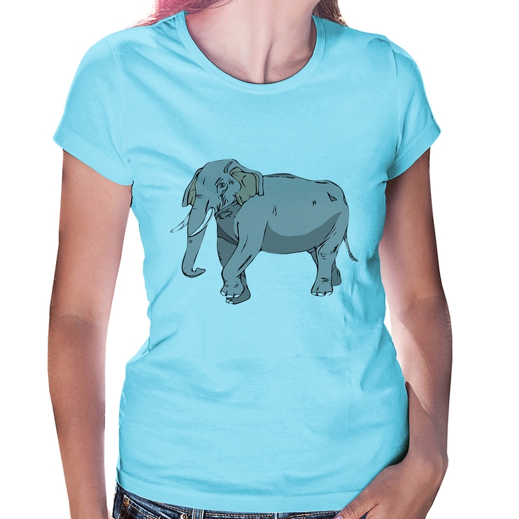 Baby Look Elefante Ilustração - Azul Bebê