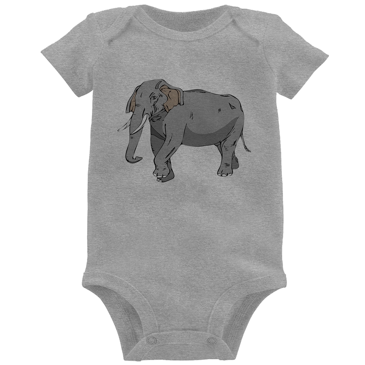 Body Bebê Elefante Ilustração - Cinza