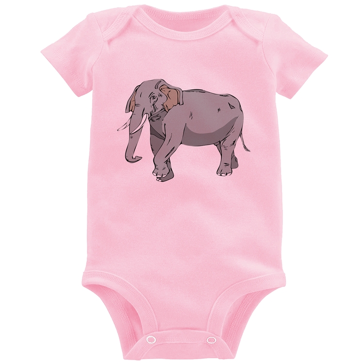 Body Bebê Elefante Ilustração - Rosa Bebê