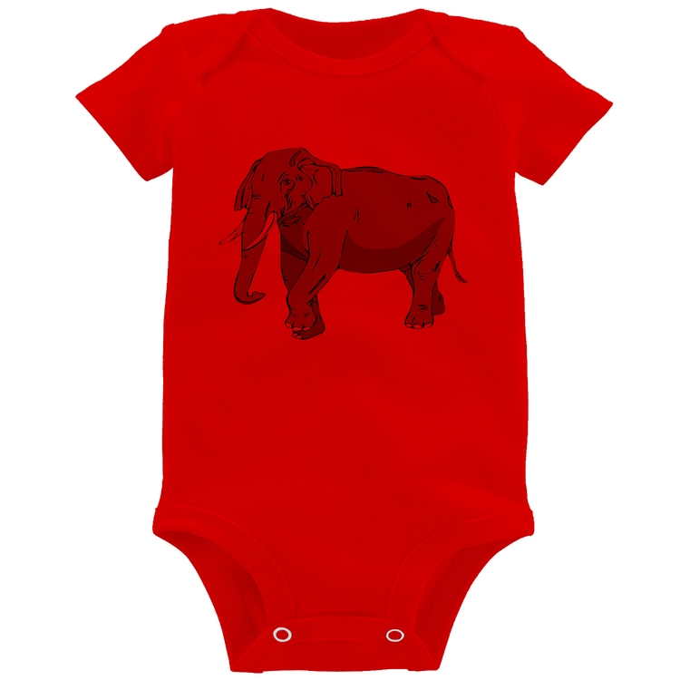 Body Bebê Elefante Ilustração - Vermelho