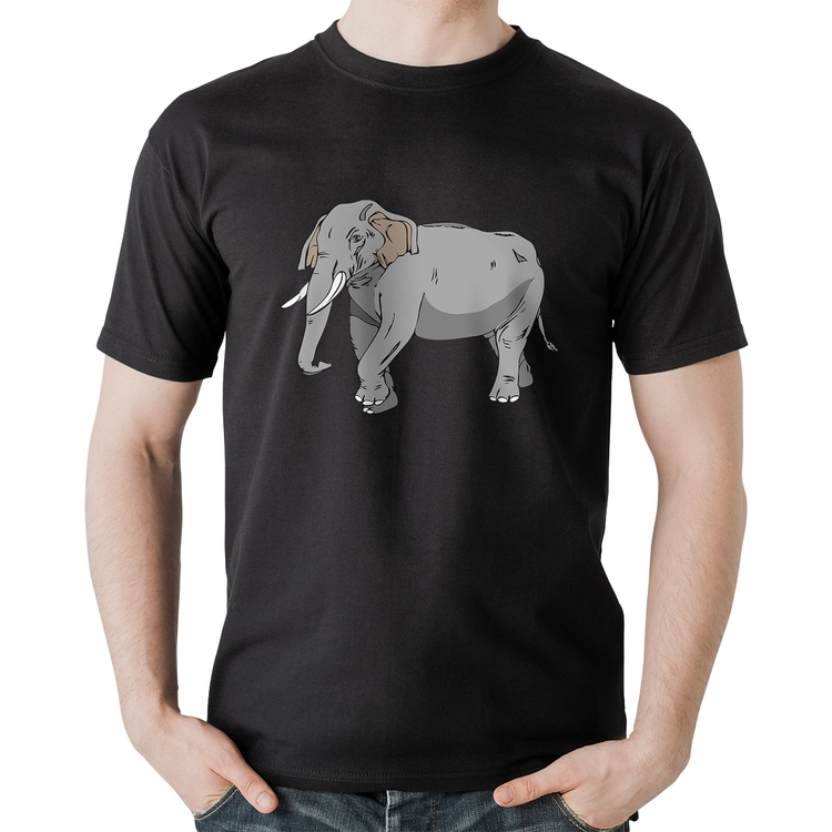 Camiseta Algodão Elefante Ilustração