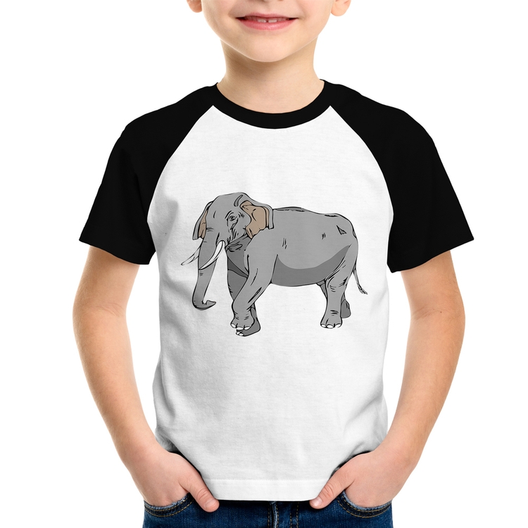 Camiseta Raglan Infantil Elefante Ilustração