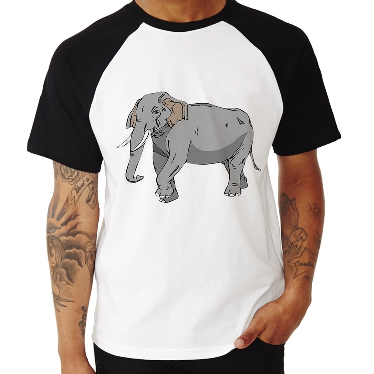 Camiseta Raglan Elefante Ilustração