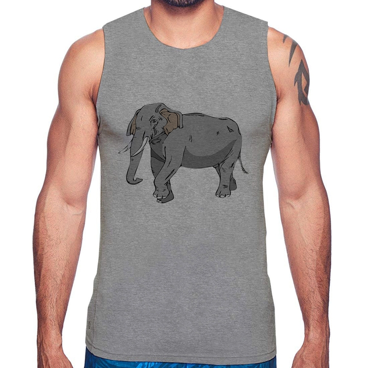 Regata Elefante Ilustração - Cinza