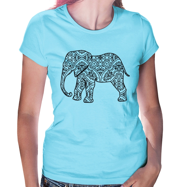 Baby Look Elefante Mandala - Azul Bebê