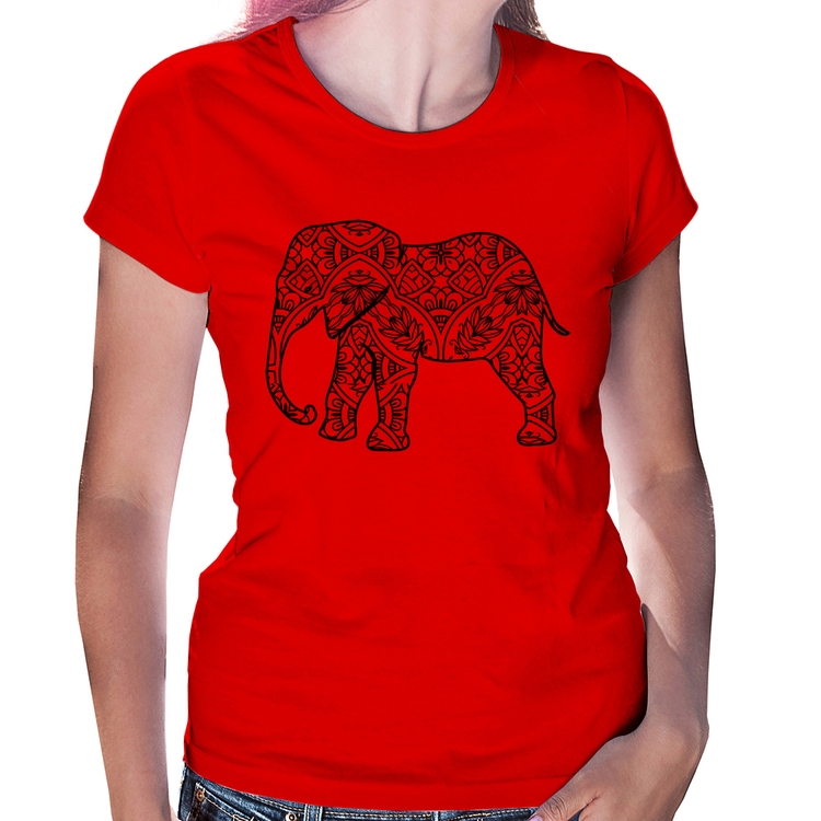 Baby Look Elefante Mandala - Vermelha