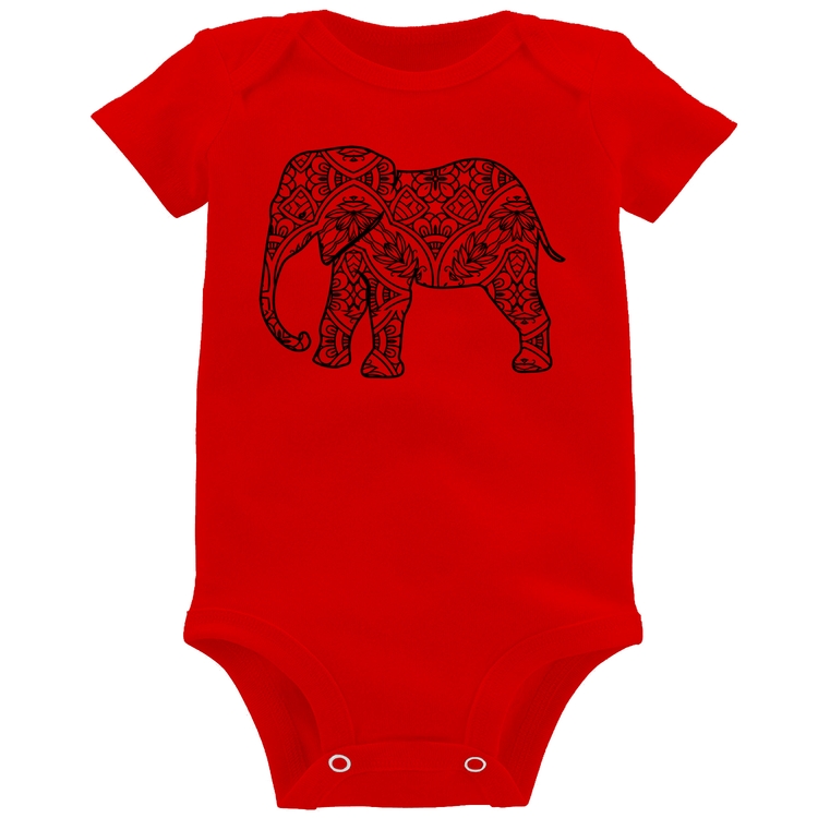 Body Bebê Elefante Mandala - Vermelho