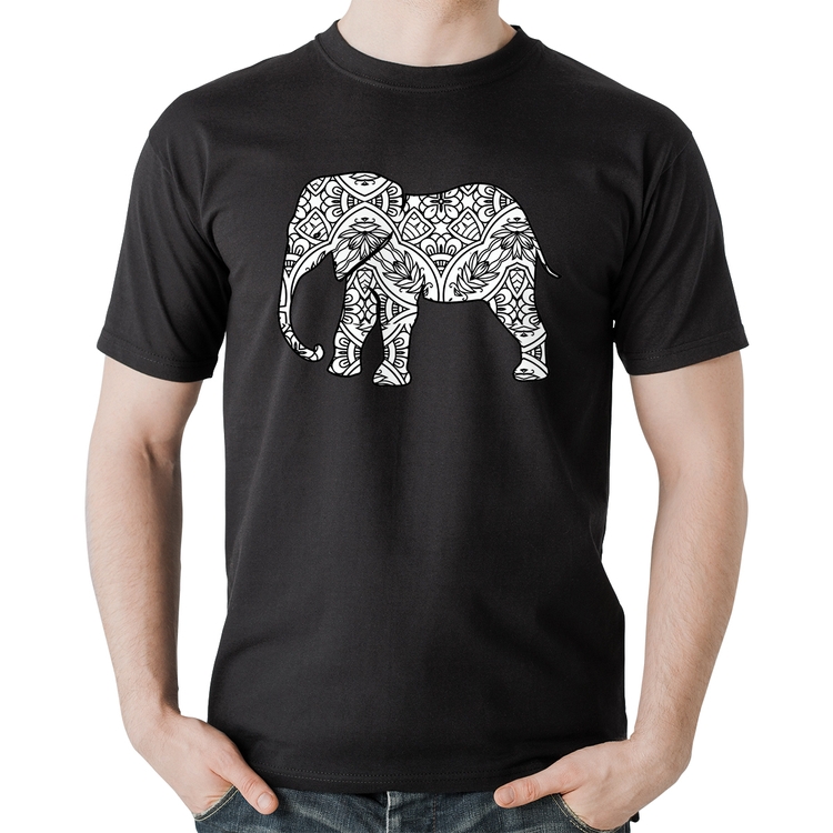 Camiseta Algodão Elefante Mandala